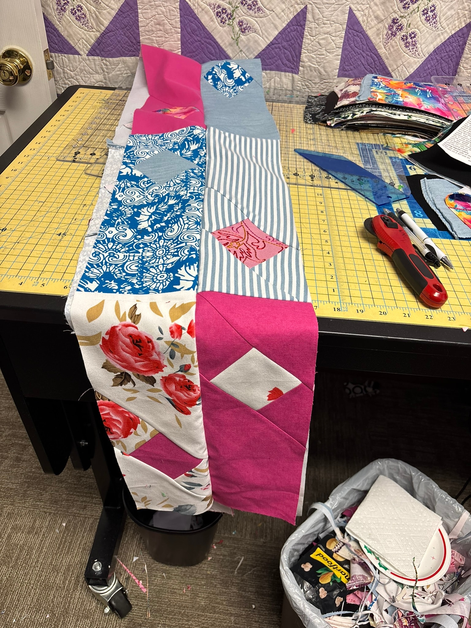 Lady's Dresses Quilt in Process